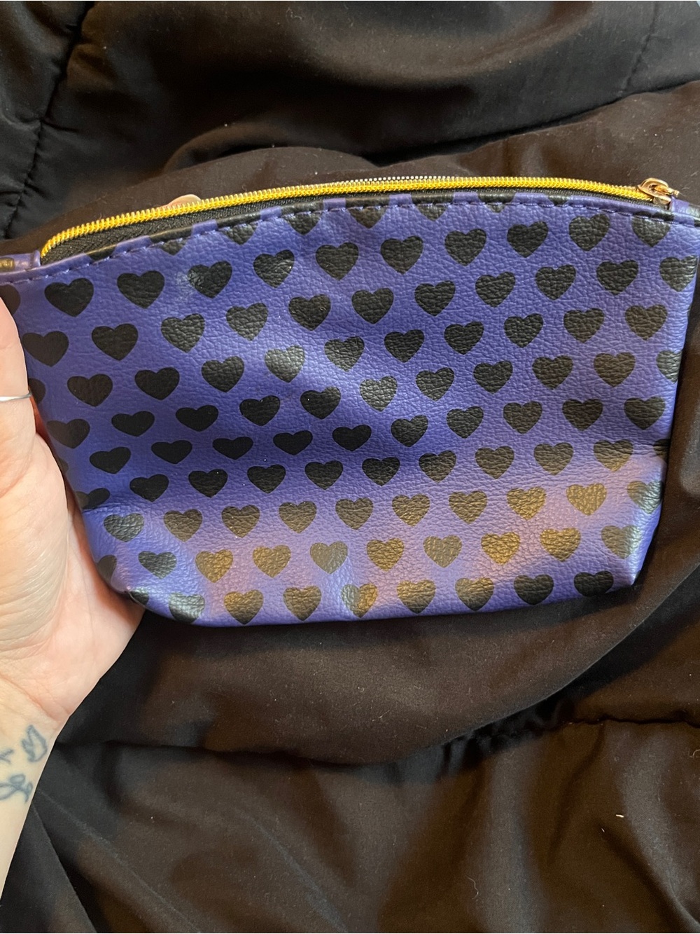 Purple Heart Print Cosmetic Pouch- Ipsy